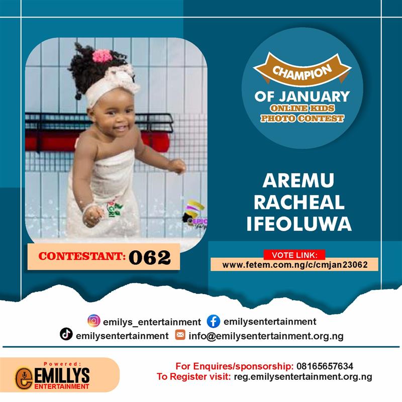 Vote AREMU	RACHEAL IFEOLUWA in CHAMPION OF JANUARY Voting Contest @ Fetem.com.ng