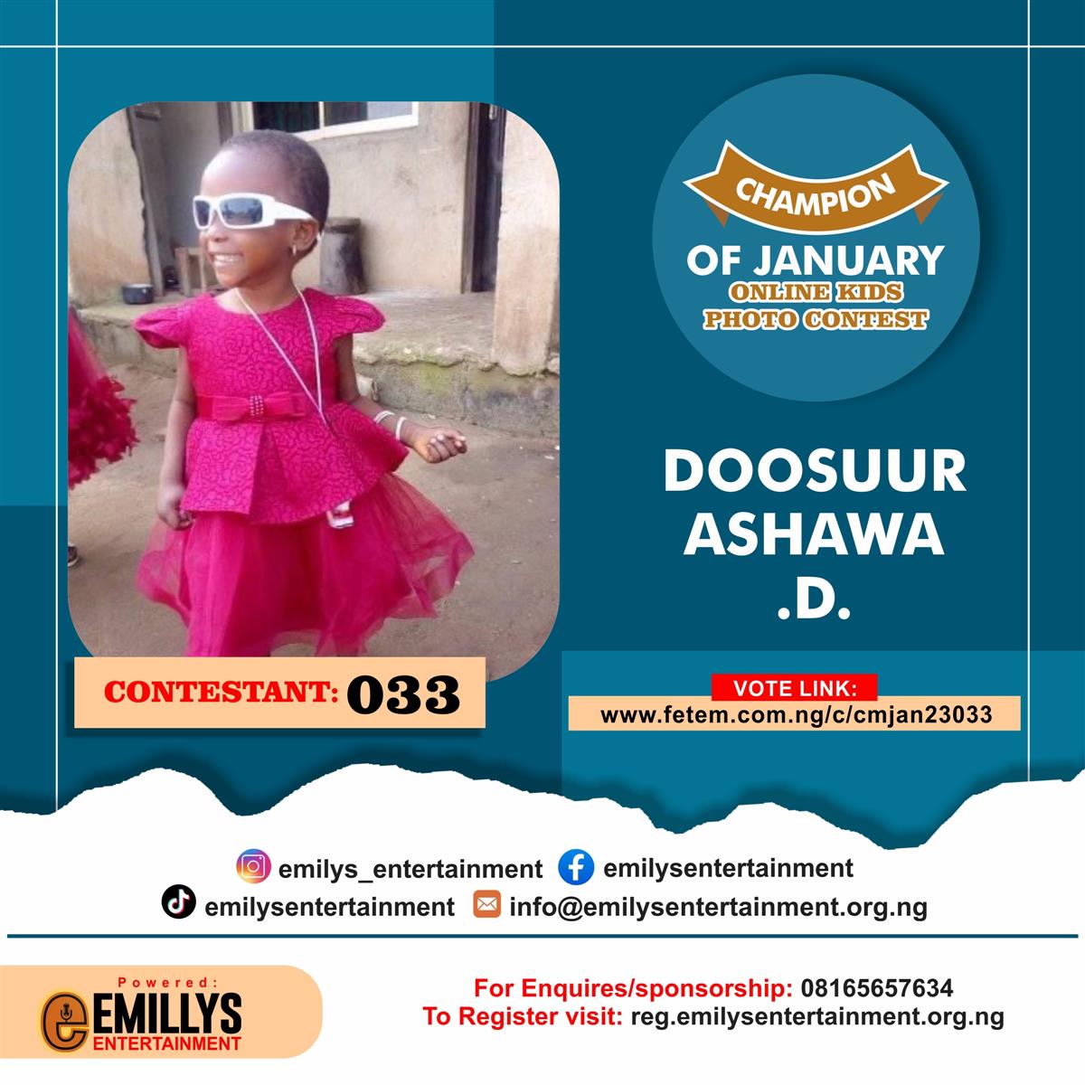 Vote DOOSUUR ASHAWA D in CHAMPION OF JANUARY Voting Contest @ Fetem.com.ng