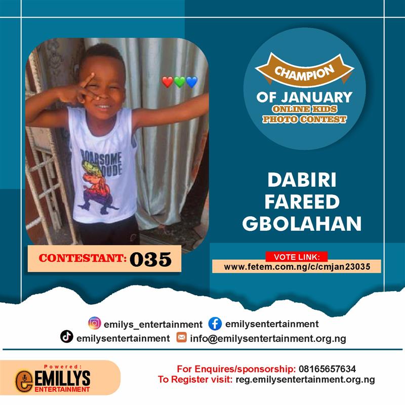Vote DABIRI	FAREED GBOLAHAN in CHAMPION OF JANUARY Voting Contest @ Fetem.com.ng