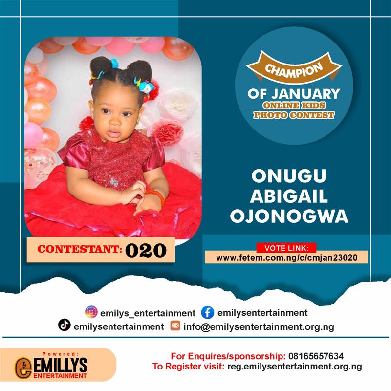 Vote ONUGU	ABIGAIL OJONOGWA in CHAMPION OF JANUARY Voting Contest @ Fetem.com.ng
