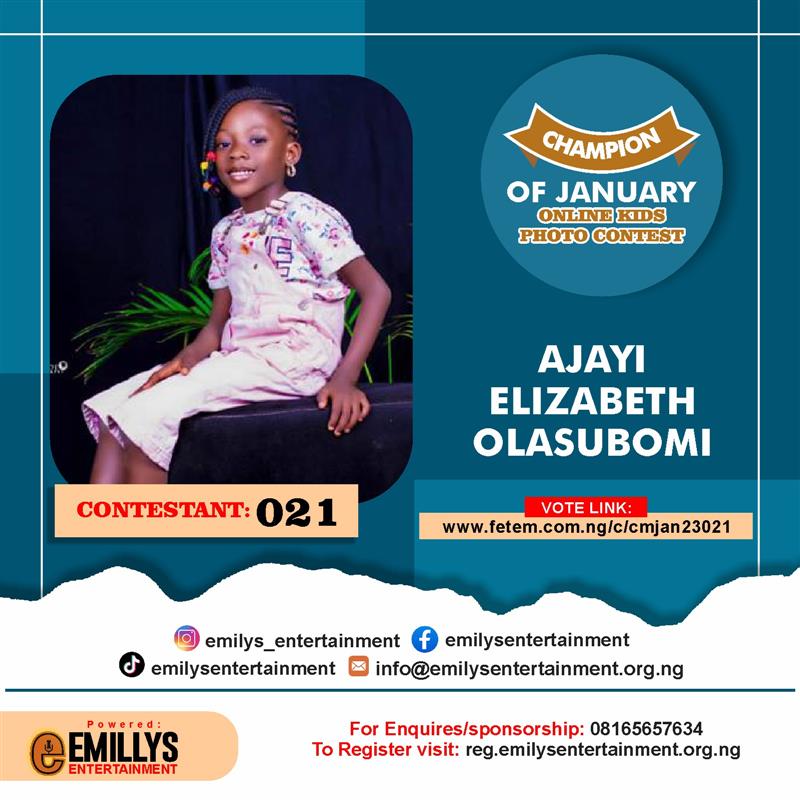 Vote AJAYI	ELIZABETH OLASUBOMI in CHAMPION OF JANUARY Voting Contest @ Fetem.com.ng