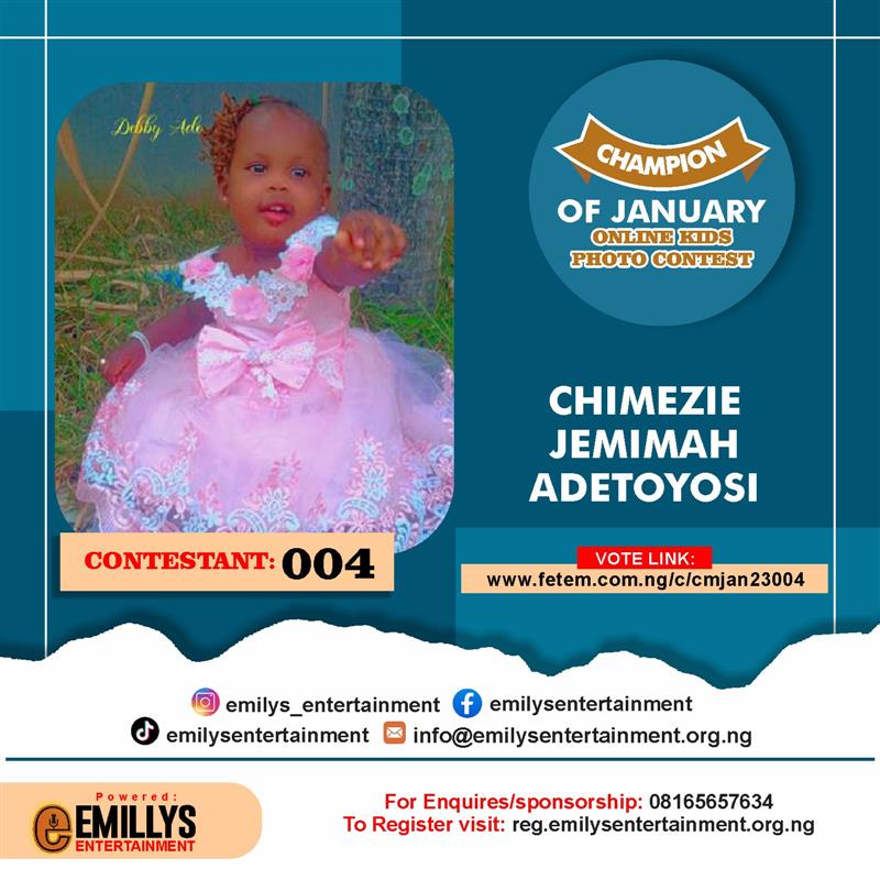 Vote CHIMEZIE	JEMIMAH ADETOYOSI in CHAMPION OF JANUARY Voting Contest @ Fetem.com.ng