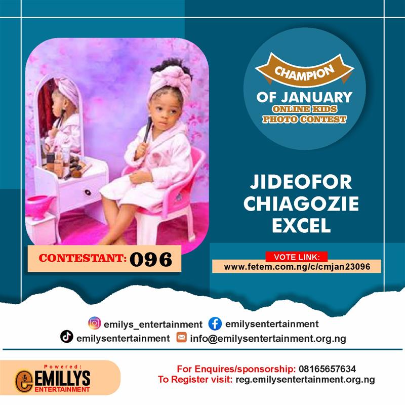 Vote JIDEOFOR	CHIAGOZIE EXCEL in CHAMPION OF JANUARY Voting Contest @ Fetem.com.ng