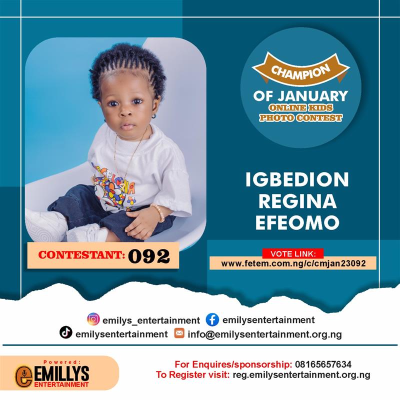 Vote IGBEDION	REGINA EFEOMO in CHAMPION OF JANUARY Voting Contest @ Fetem.com.ng