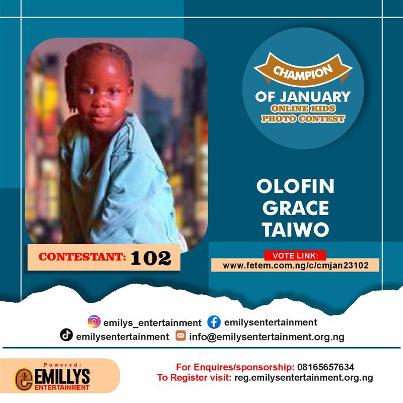 Vote OLOFIN	GRACE TAIWO in CHAMPION OF JANUARY Voting Contest @ Fetem.com.ng