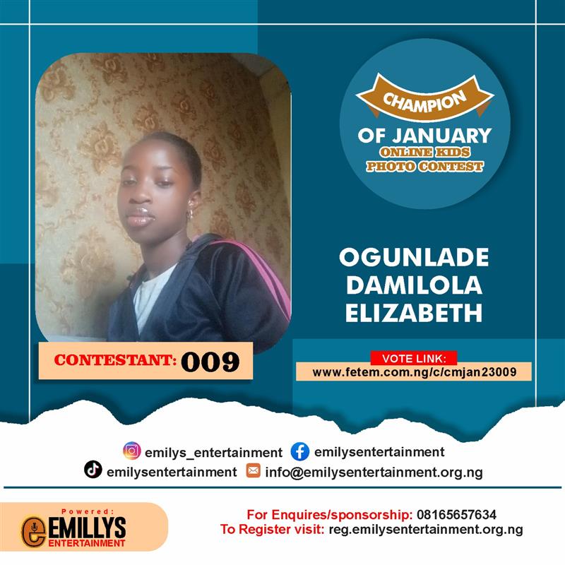 Vote OGUNLADE	DAMILOLA ELIZABETH in CHAMPION OF JANUARY Voting Contest @ Fetem.com.ng