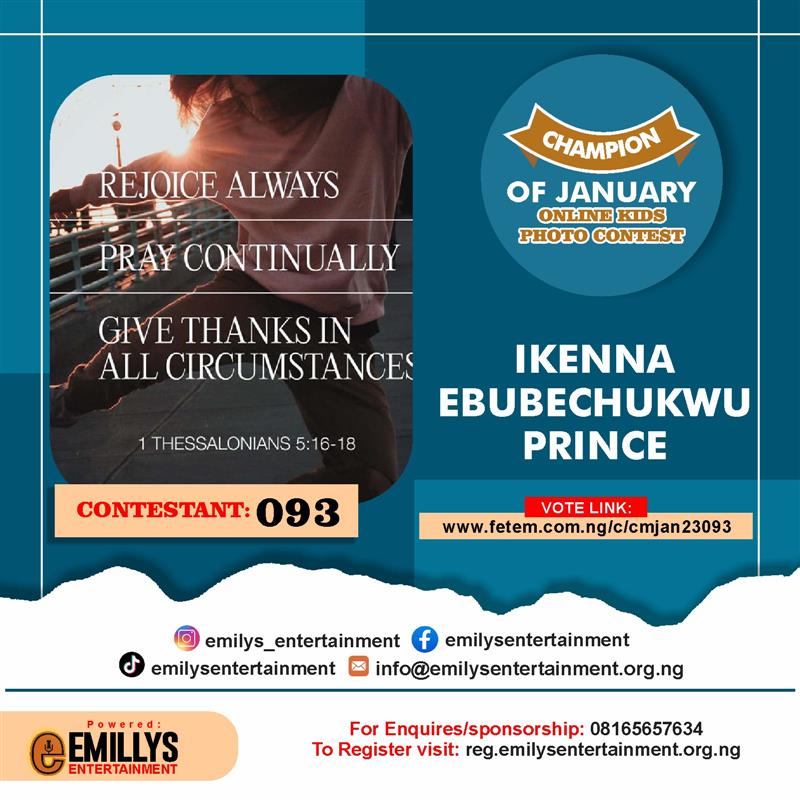 Vote IKENNA	EBUBECHUKWU PRINCE in CHAMPION OF JANUARY Voting Contest @ Fetem.com.ng