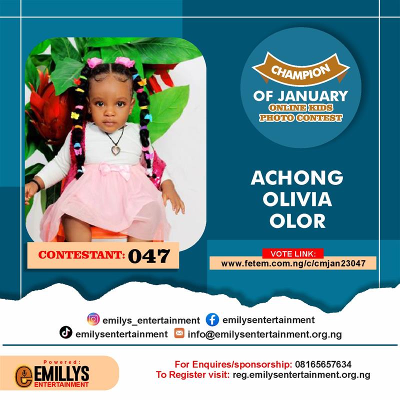 Vote ACHONG	OLIVIA OLOR in CHAMPION OF JANUARY Voting Contest @ Fetem.com.ng
