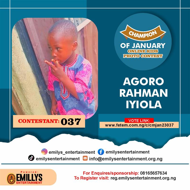 Vote AGORO	RAHMAN IYIOLA in CHAMPION OF JANUARY Voting Contest @ Fetem.com.ng