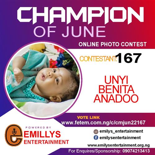 Vote UNYI	BENITA ANADOO in CHAMPION OF JUNE 2022 Voting Contest @ Fetem.com.ng