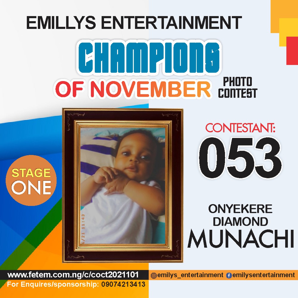 Vote ONYEKERE	DIAMOND MUNACHI in CHAMPION OF NOVEMBER Voting Contest @ Fetem.com.ng