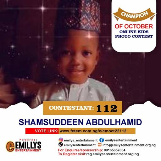 Vote SHAMSUDDEEN ABDULHAMID in CHAMPION O THE MONTH OCTOBER 22 Voting Contest @ Fetem.com.ng