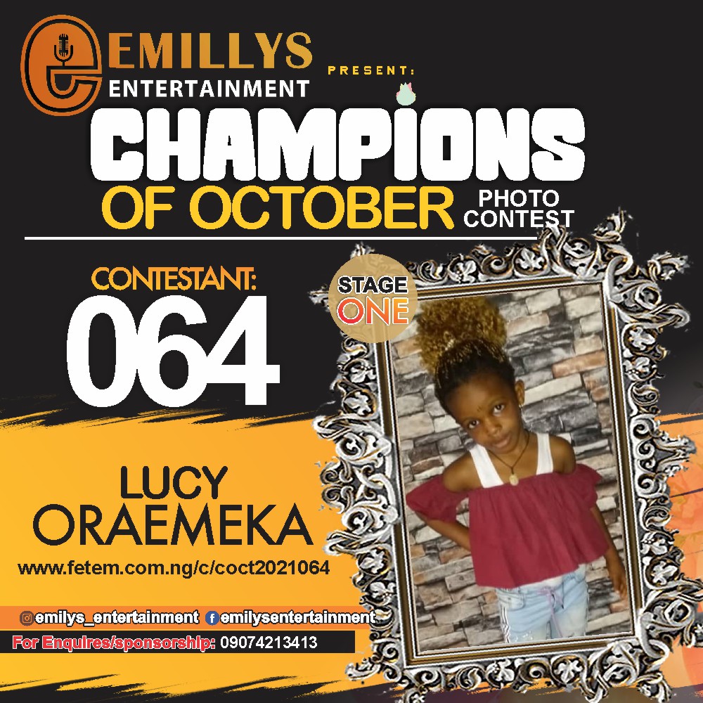 Vote LUCY ORAEMEKA in CHAMPIONS OF OCTOBER 2021 Voting Contest @ Fetem.com.ng