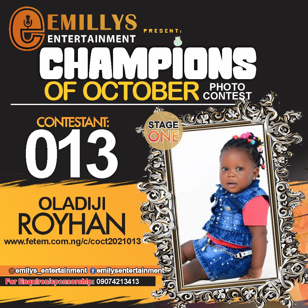 Vote OLADIJI ROYHAN in CHAMPIONS OF OCTOBER 2021 Voting Contest @ Fetem.com.ng