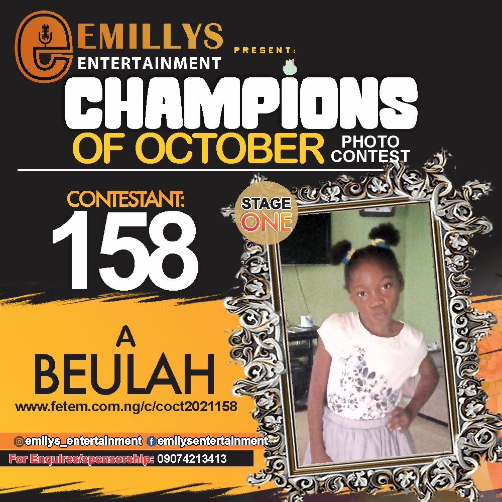 Vote A	BEULAH BEULAH in CHAMPIONS OF OCTOBER 2021 Voting Contest @ Fetem.com.ng