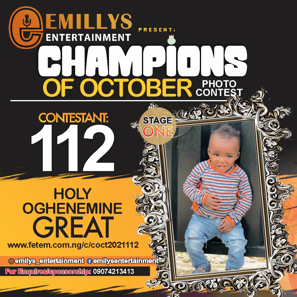 Vote HOLY	OGHENEMINE GREAT in CHAMPIONS OF OCTOBER 2021 Voting Contest @ Fetem.com.ng