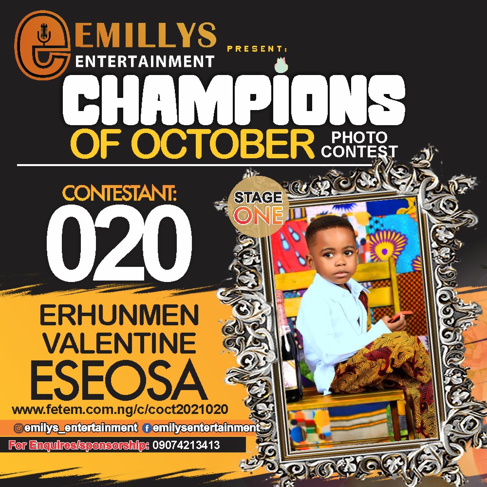 Vote ERHUNMWEN	VALENTINE ESEOSA in CHAMPIONS OF OCTOBER 2021 Voting Contest @ Fetem.com.ng