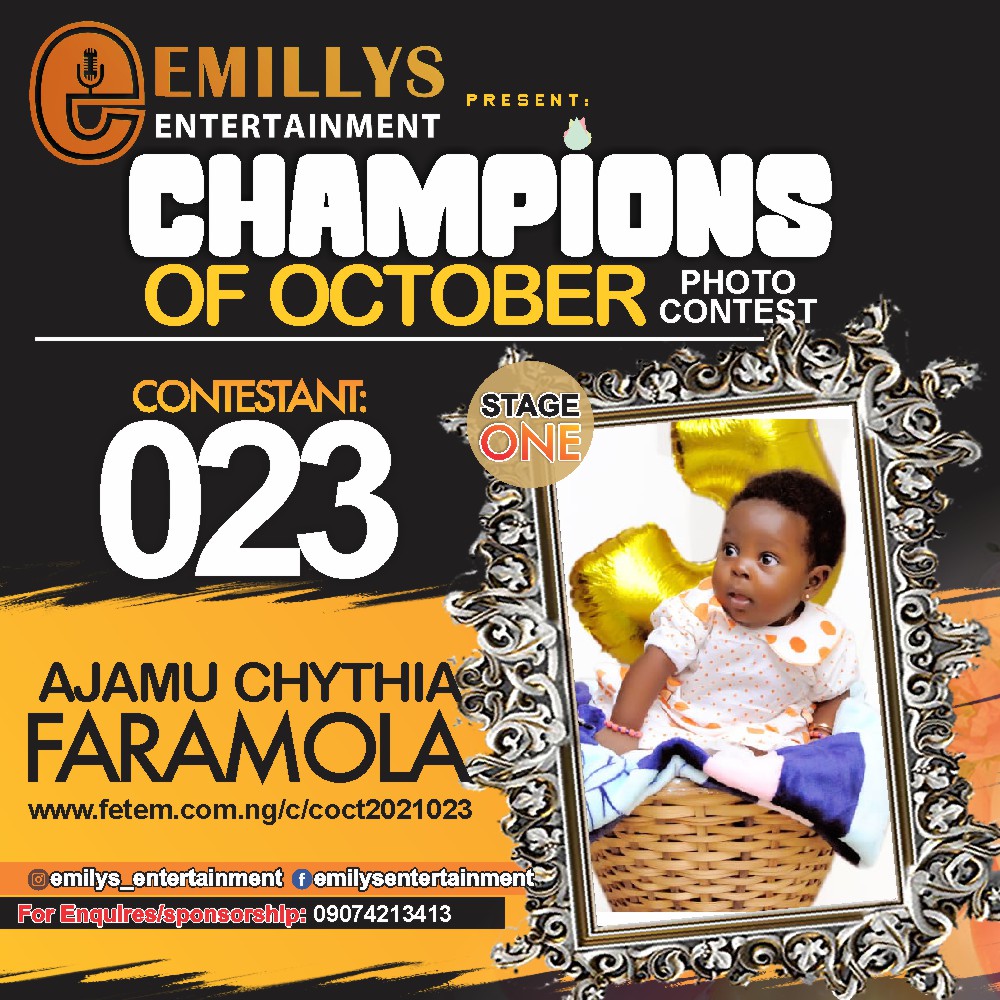 Vote AJAMU CHYTHIA FARAMOLA in CHAMPIONS OF OCTOBER 2021 Voting Contest @ Fetem.com.ng