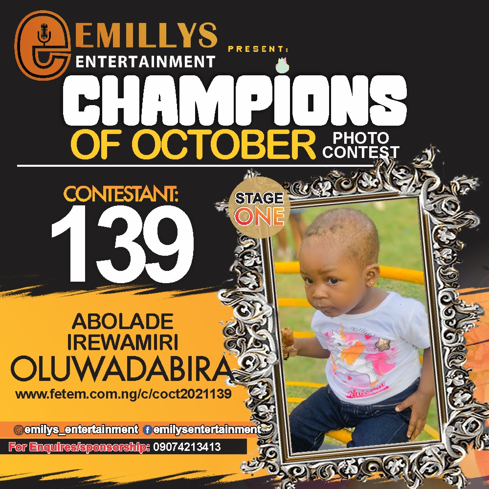 Vote ABOLADE	IREWAMIRI OLUWADABIRA in CHAMPIONS OF OCTOBER 2021 Voting Contest @ Fetem.com.ng