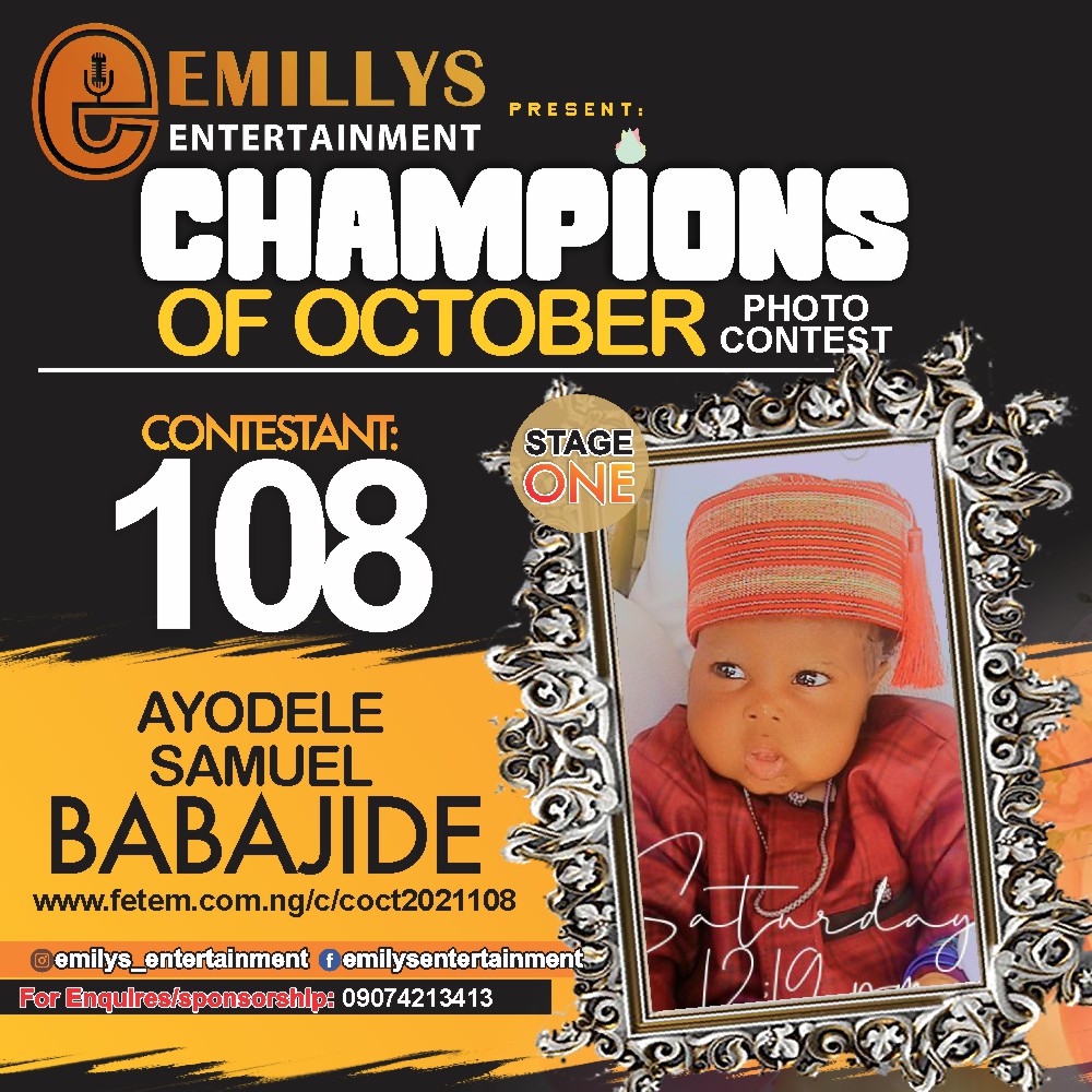 Vote AYODELE SAMUEL	BABAJIDE in CHAMPIONS OF OCTOBER 2021 Voting Contest @ Fetem.com.ng