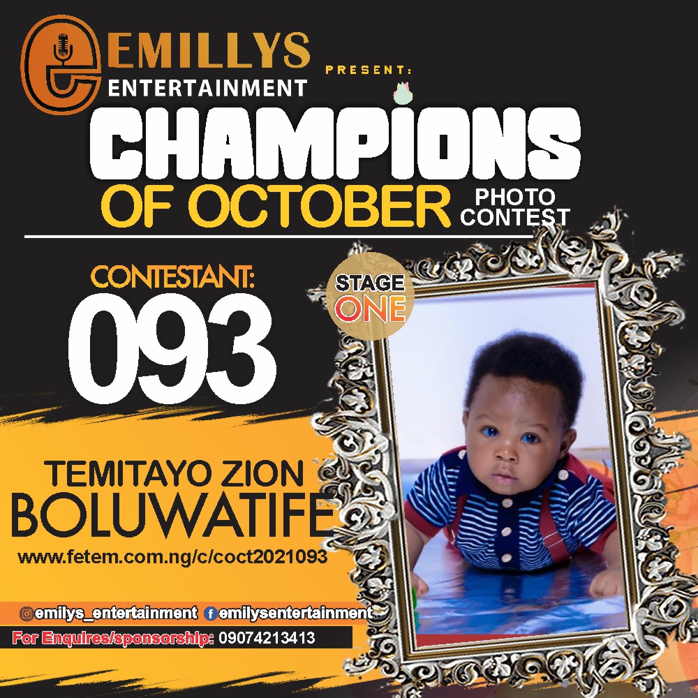 Vote TEMITAYO	ZION BOLUWATIFE in CHAMPIONS OF OCTOBER 2021 Voting Contest @ Fetem.com.ng