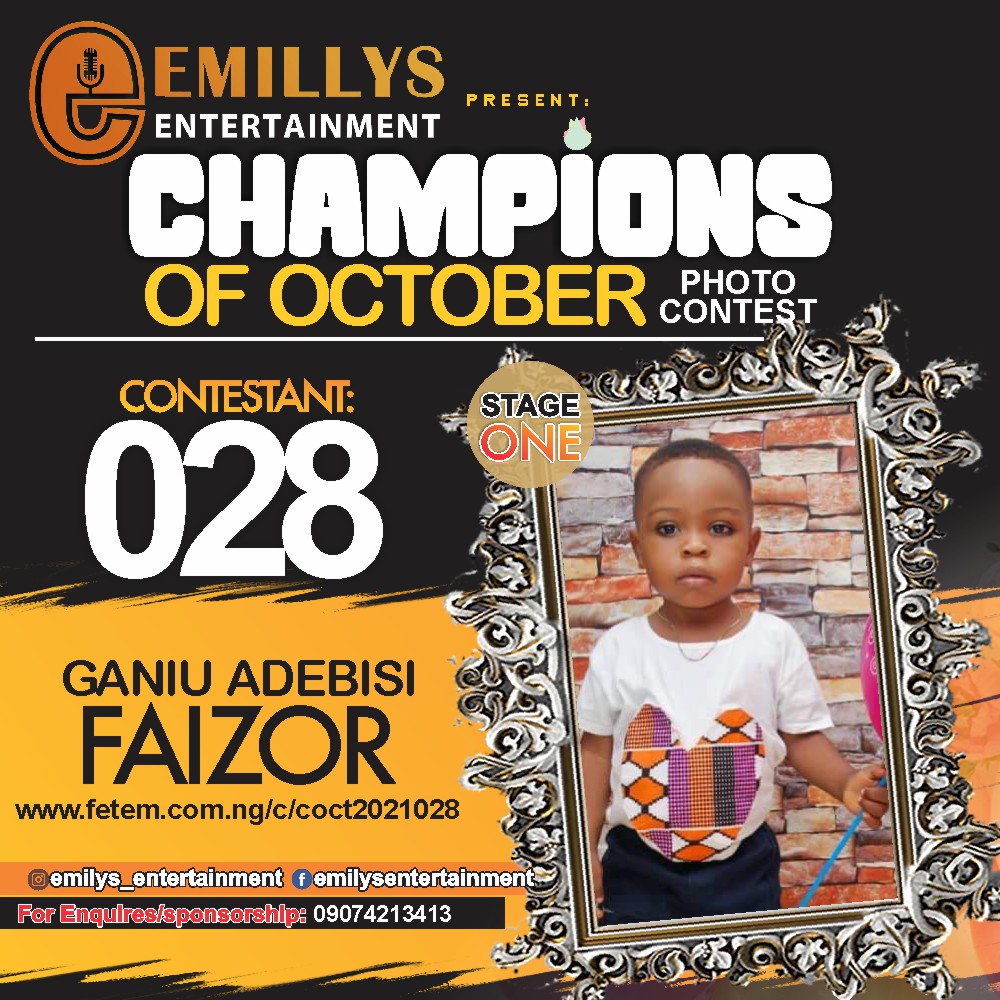Vote GANIU ADEBISI FAIZOR in CHAMPIONS OF OCTOBER 2021 Voting Contest @ Fetem.com.ng