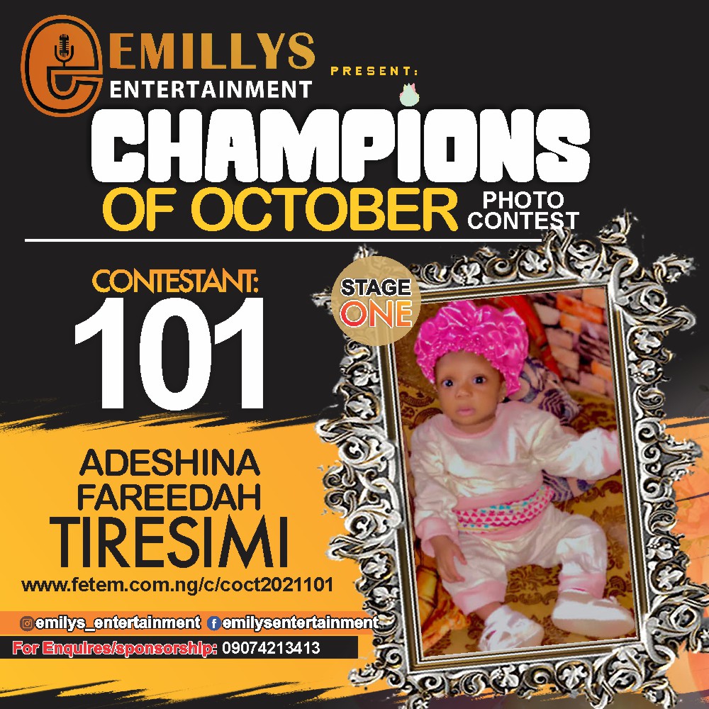 Vote ADESHINA	FAREEDAH TIRESIMI in CHAMPIONS OF OCTOBER 2021 Voting Contest @ Fetem.com.ng