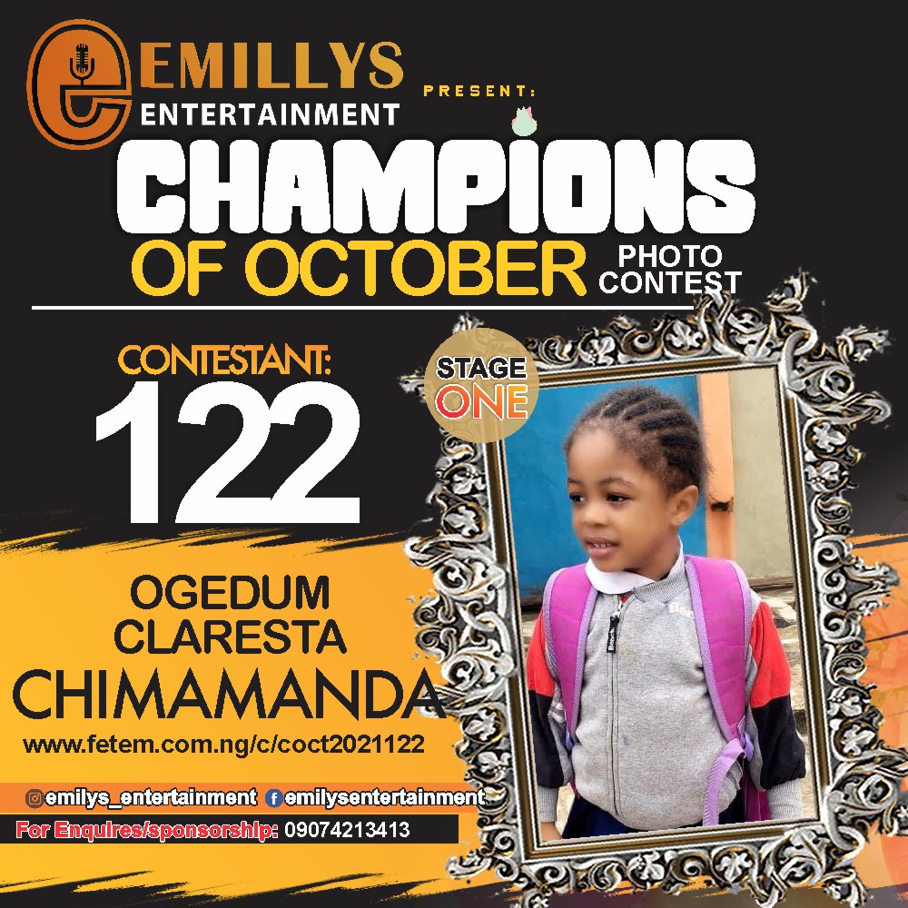 Vote OGEDUM	CLARESTA CHIMAMANDA in CHAMPIONS OF OCTOBER 2021 Voting Contest @ Fetem.com.ng