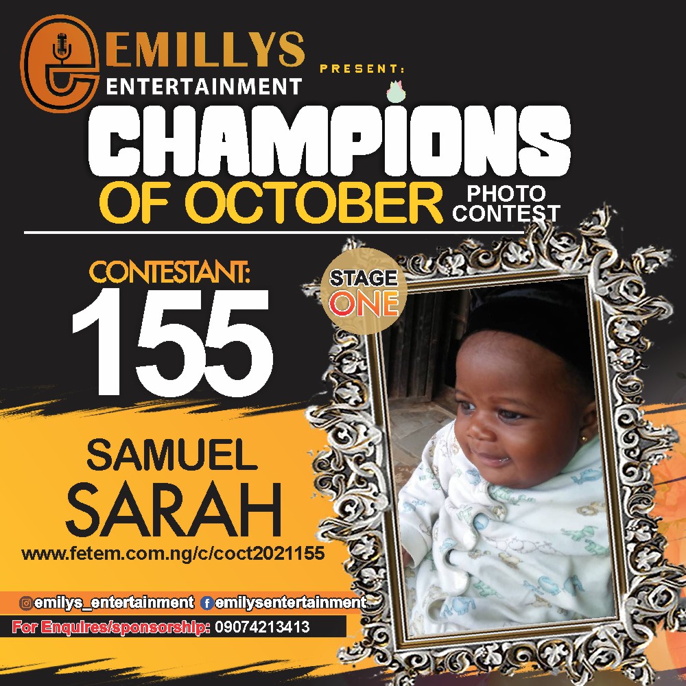 Vote SAMUEL SARAH in CHAMPIONS OF OCTOBER 2021 Voting Contest @ Fetem.com.ng