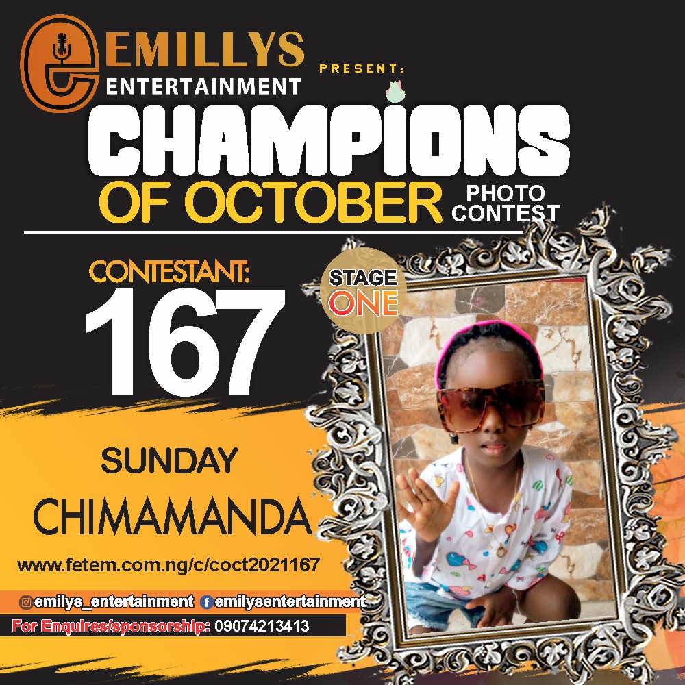 Vote CHIMAMANDA SUNDAY in CHAMPIONS OF OCTOBER 2021 Voting Contest @ Fetem.com.ng