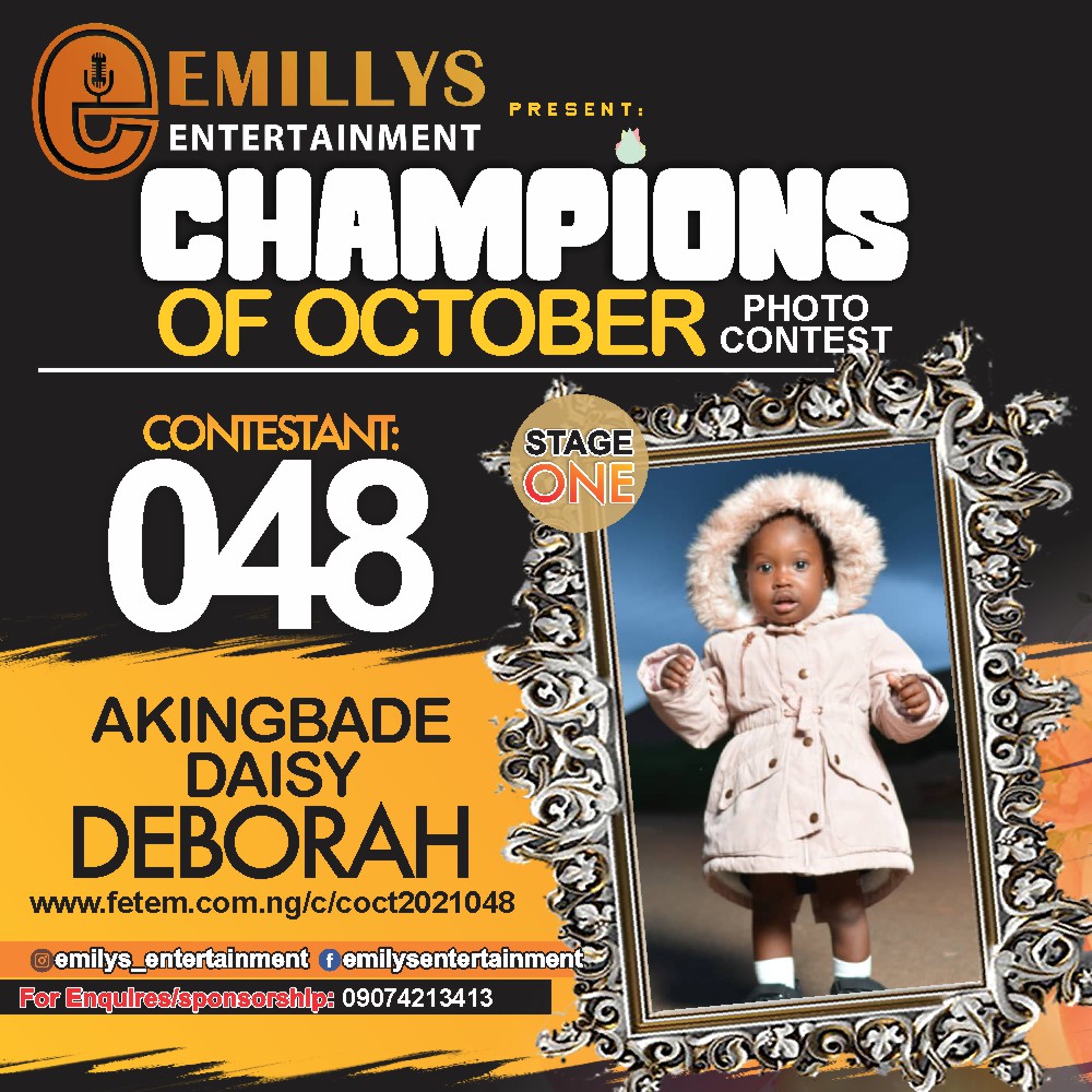 Vote AKINGBADE DAISY DEBORAH in CHAMPIONS OF OCTOBER 2021 Voting Contest @ Fetem.com.ng