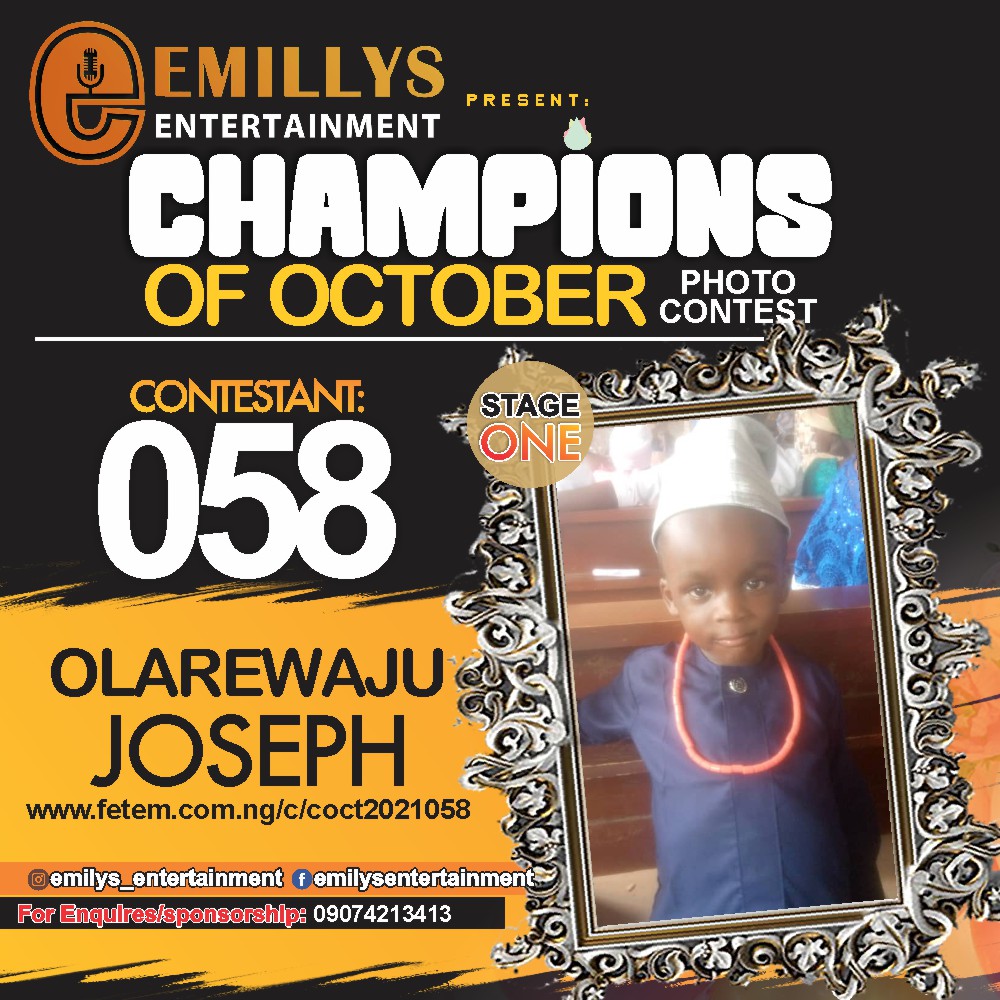 Vote OLAREWAJU JOSEPH in CHAMPIONS OF OCTOBER 2021 Voting Contest @ Fetem.com.ng