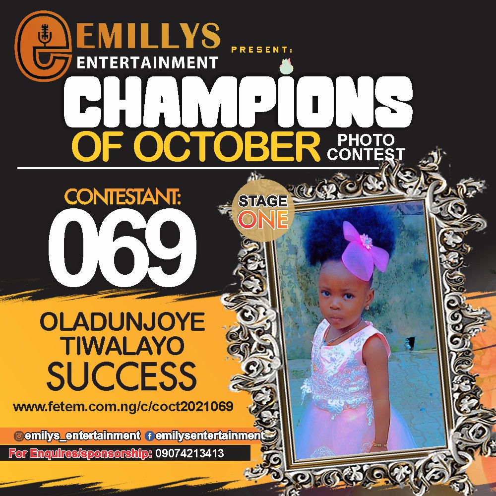 Vote OLADUNJOYE TIWALAYO	SUCCESS in CHAMPIONS OF OCTOBER 2021 Voting Contest @ Fetem.com.ng