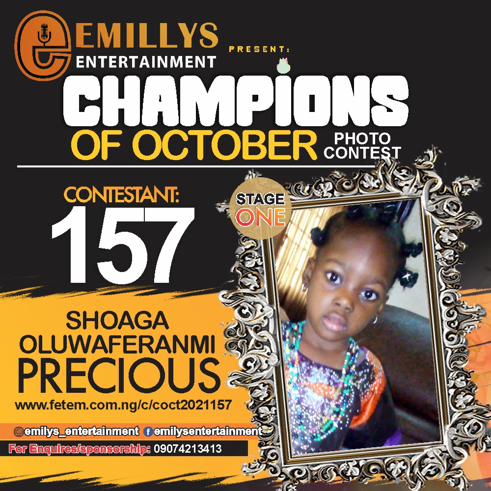 Vote SHOAGA	PRECIOUS OLUWAFERANMI in CHAMPIONS OF OCTOBER 2021 Voting Contest @ Fetem.com.ng
