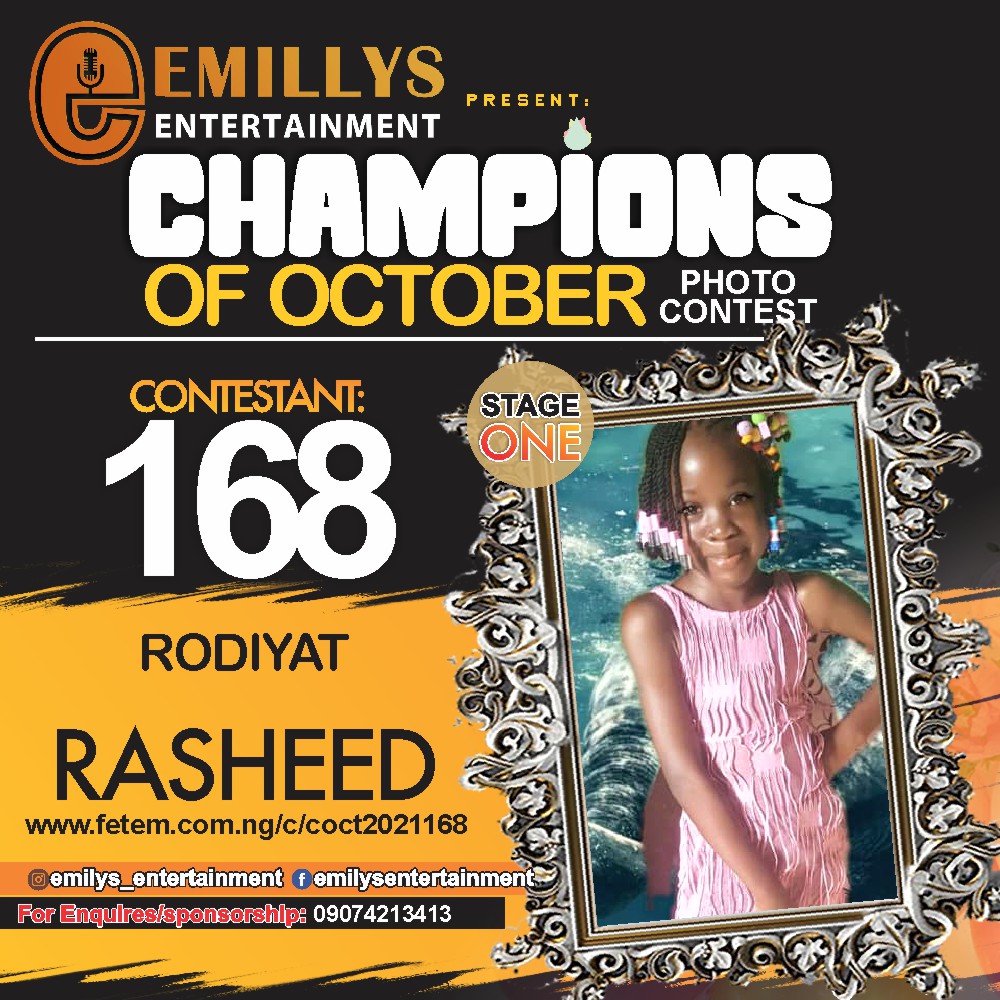 Vote RODIYAT RASHEED in CHAMPIONS OF OCTOBER 2021 Voting Contest @ Fetem.com.ng