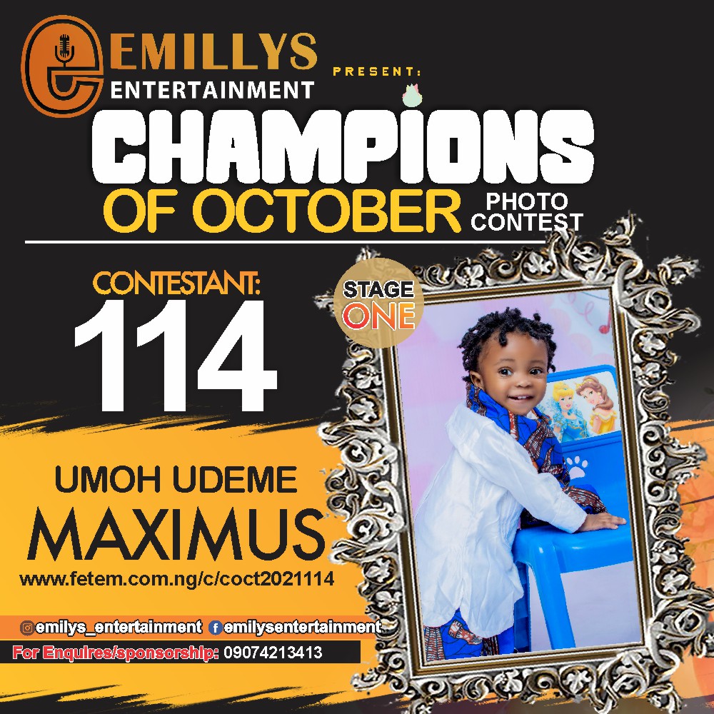 Vote UMOH	UDEME MAXIMUS in CHAMPIONS OF OCTOBER 2021 Voting Contest @ Fetem.com.ng