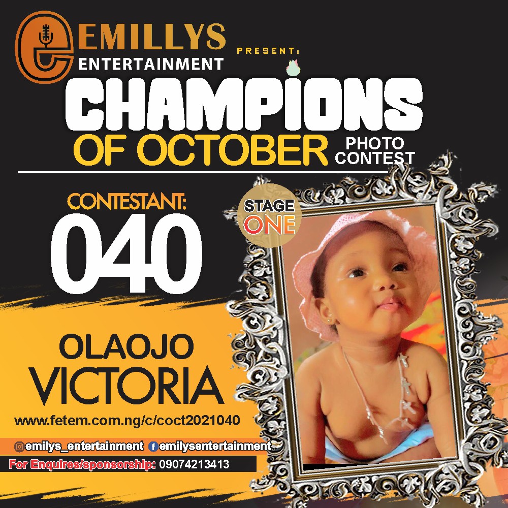 Vote OLAOJO VICTORIA in CHAMPIONS OF OCTOBER 2021 Voting Contest @ Fetem.com.ng