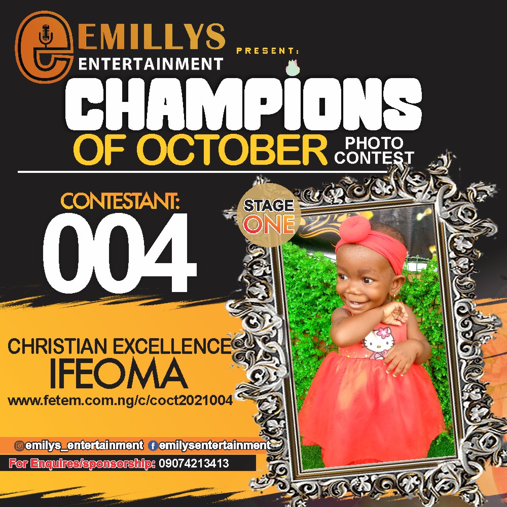 Vote CHRISTIAN EXCELLENCE	IFEOMA in CHAMPIONS OF OCTOBER 2021 Voting Contest @ Fetem.com.ng