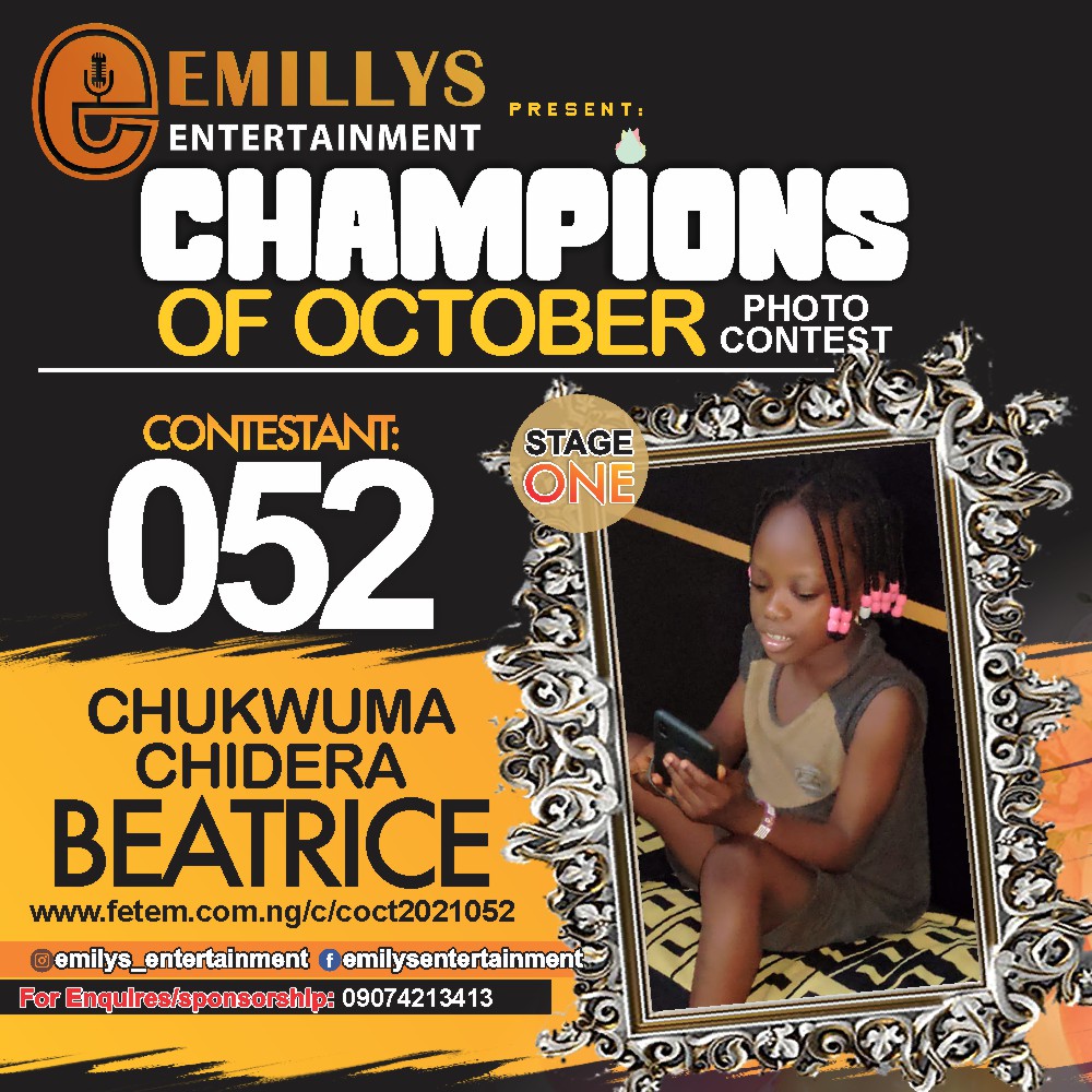 Vote CHUKWUMA CHIDERA in CHAMPIONS OF OCTOBER 2021 Voting Contest @ Fetem.com.ng