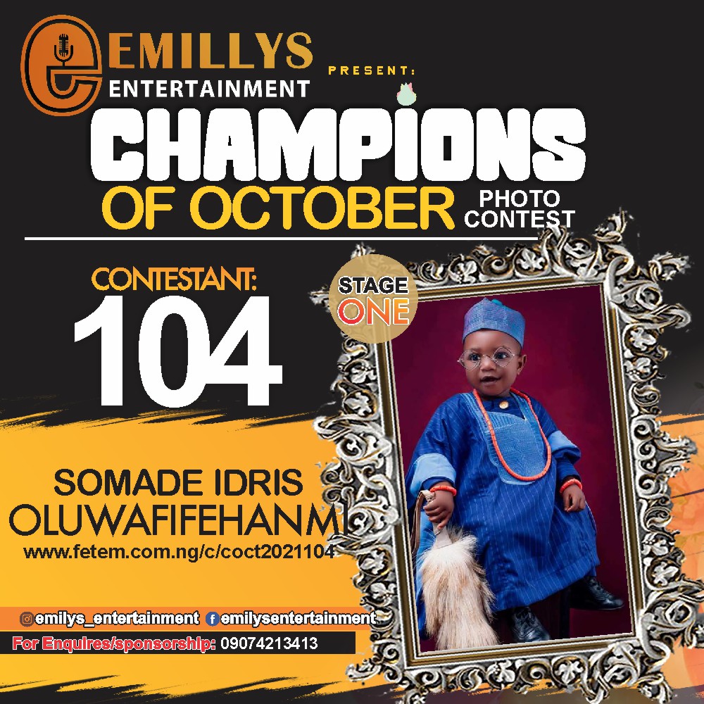 Vote SOMADE	IDRIS OLUWAFIFEHANMI in CHAMPIONS OF OCTOBER 2021 Voting Contest @ Fetem.com.ng