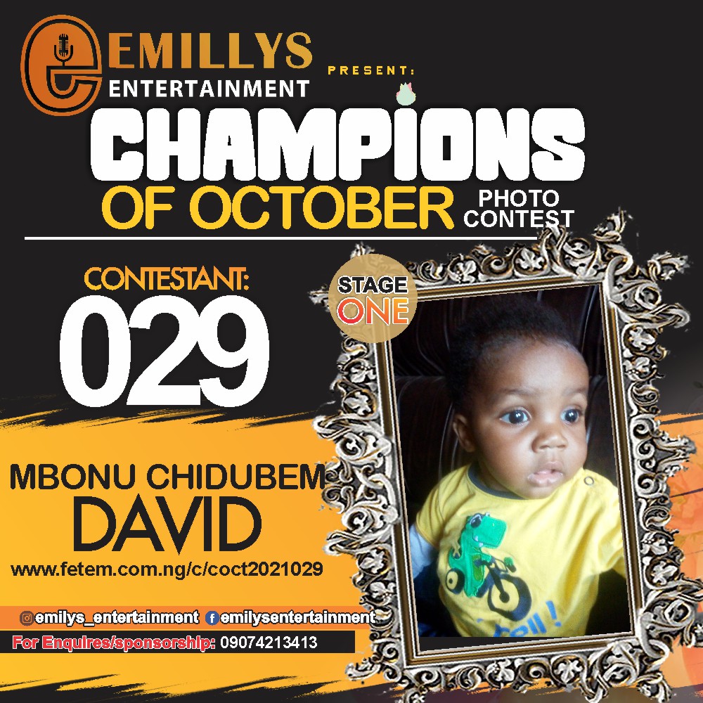 Vote MBONU	CHIDUBEM DAVID in CHAMPIONS OF OCTOBER 2021 Voting Contest @ Fetem.com.ng