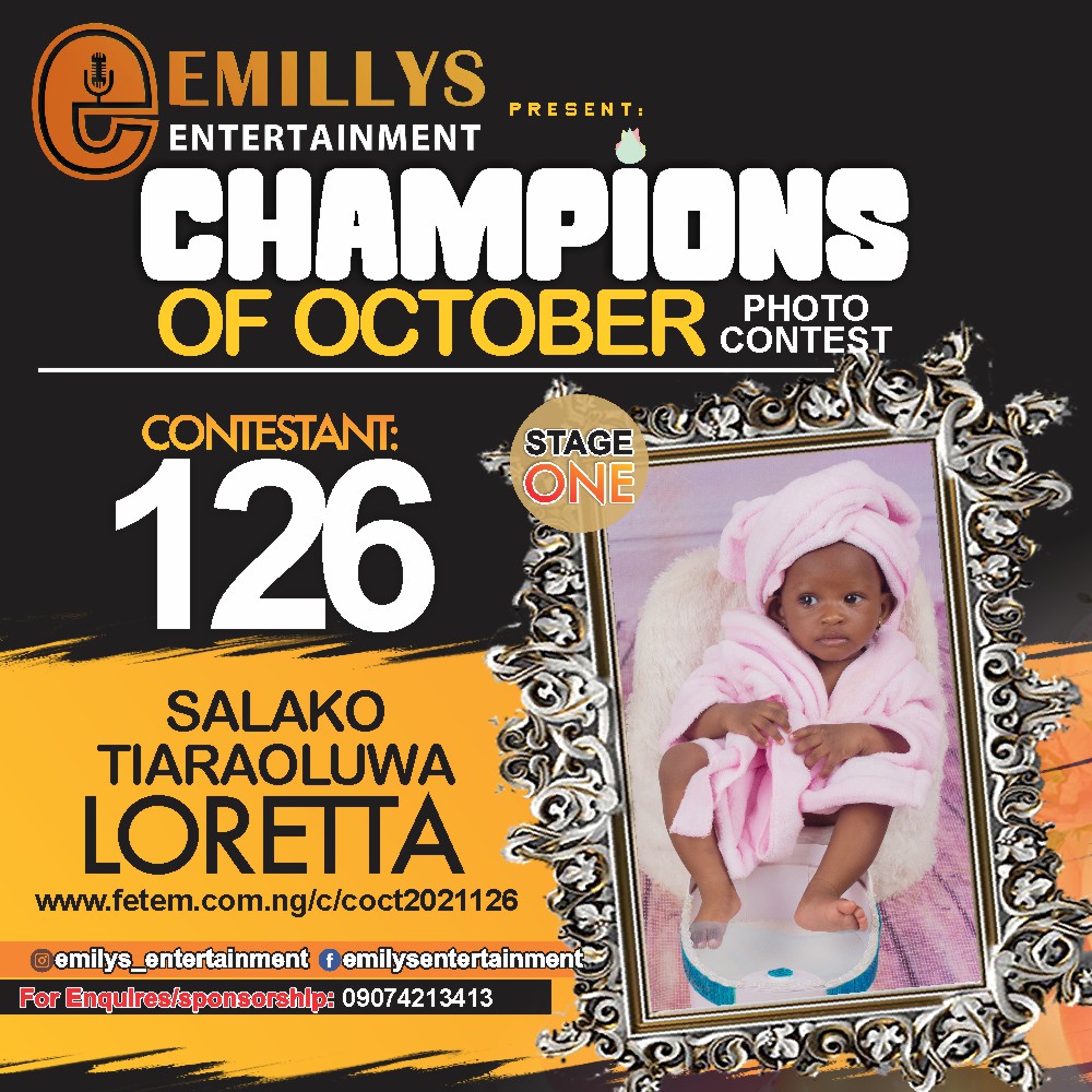 Vote SALAKO	TIARAOLUWA LORETTA in CHAMPIONS OF OCTOBER 2021 Voting Contest @ Fetem.com.ng