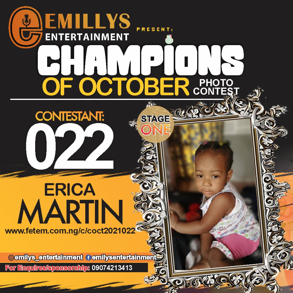 Vote ERICA MARTIN in CHAMPIONS OF OCTOBER 2021 Voting Contest @ Fetem.com.ng