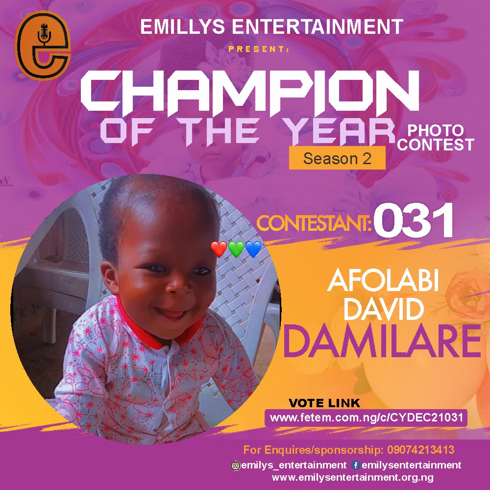 Vote AFOLABI	DAVID DAMILARE in CHAMPION OF THE YEAR 2021 SEASON 2 Voting Contest @ Fetem.com.ng