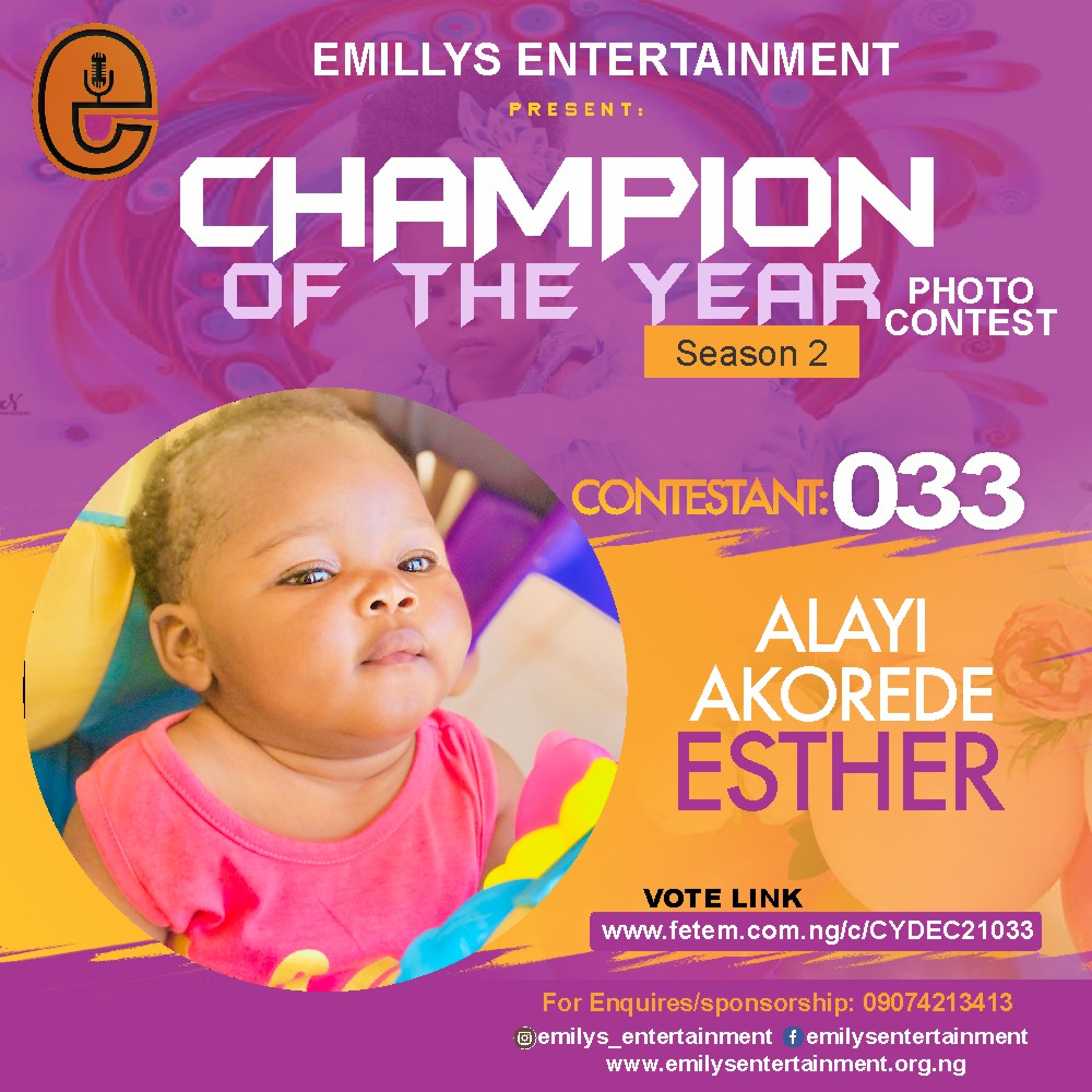 Vote AJAYI	AKOREDE ESTHER in CHAMPION OF THE YEAR 2021 SEASON 2 Voting Contest @ Fetem.com.ng
