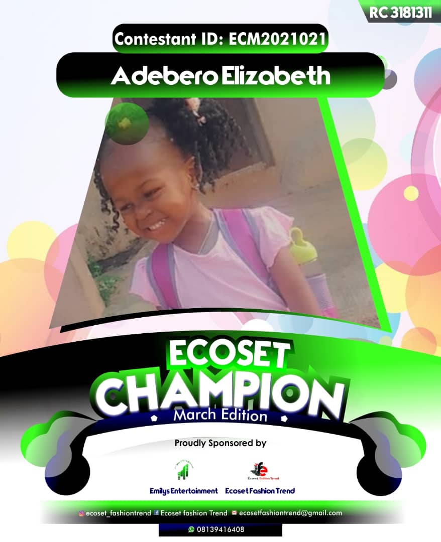 Vote ADEBERO	ELIZABETH OLUWAFUNMILAYO in ECOSET CAMPIONS OF MARCH Voting Contest @ Fetem.com.ng