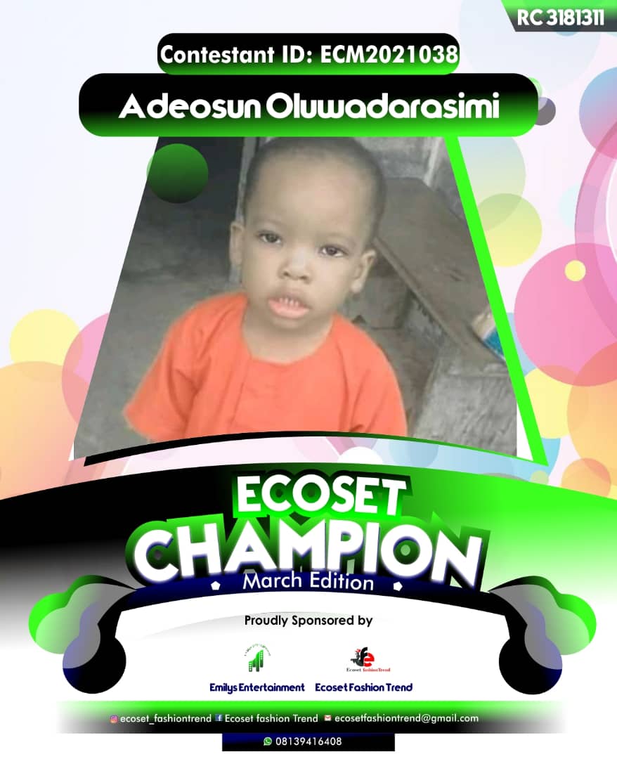 Vote ADEOSUN OLUWADARASIMI in ECOSET CAMPIONS OF MARCH Voting Contest @ Fetem.com.ng