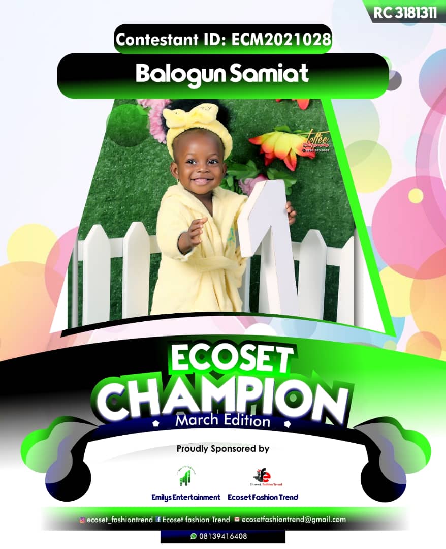 Vote BALOGUN	SAMIAT OLUWASEMILORE in ECOSET CAMPIONS OF MARCH Voting Contest @ Fetem.com.ng