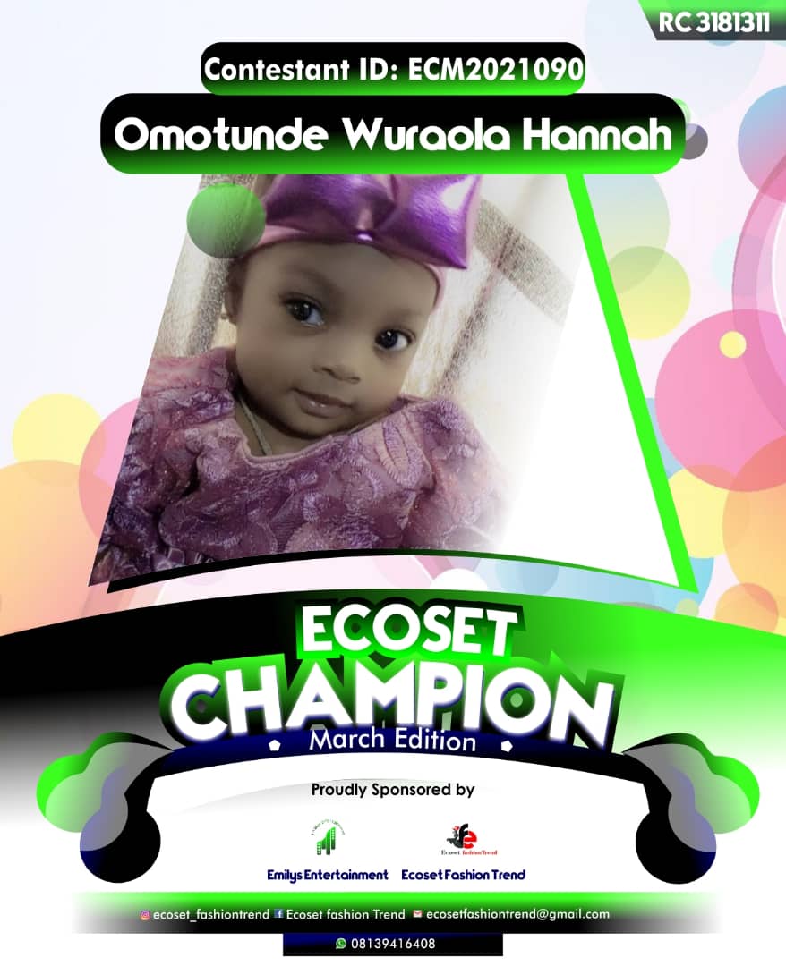 Vote OMOTUNDE	WURAOLA HANNAH in ECOSET CAMPIONS OF MARCH Voting Contest @ Fetem.com.ng