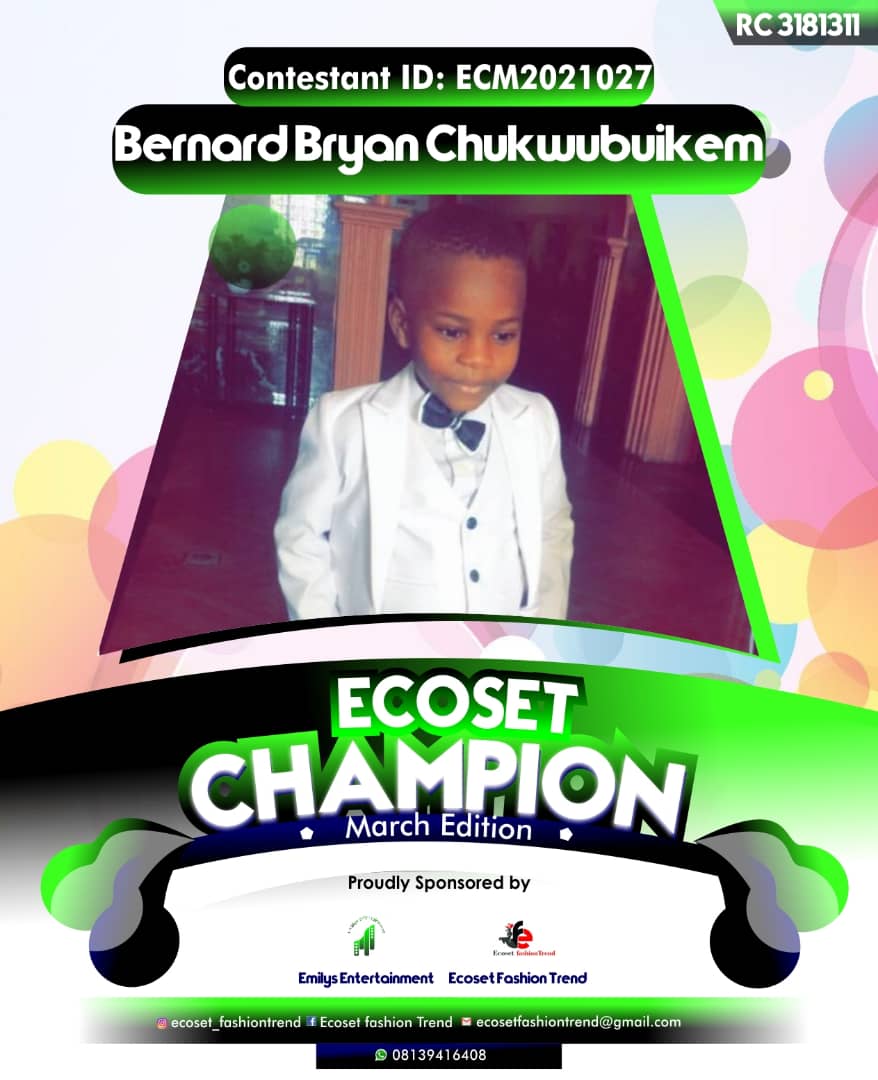 Vote BERNARD	BRYAN CHUKWUBUIKEM in ECOSET CAMPIONS OF MARCH Voting Contest @ Fetem.com.ng
